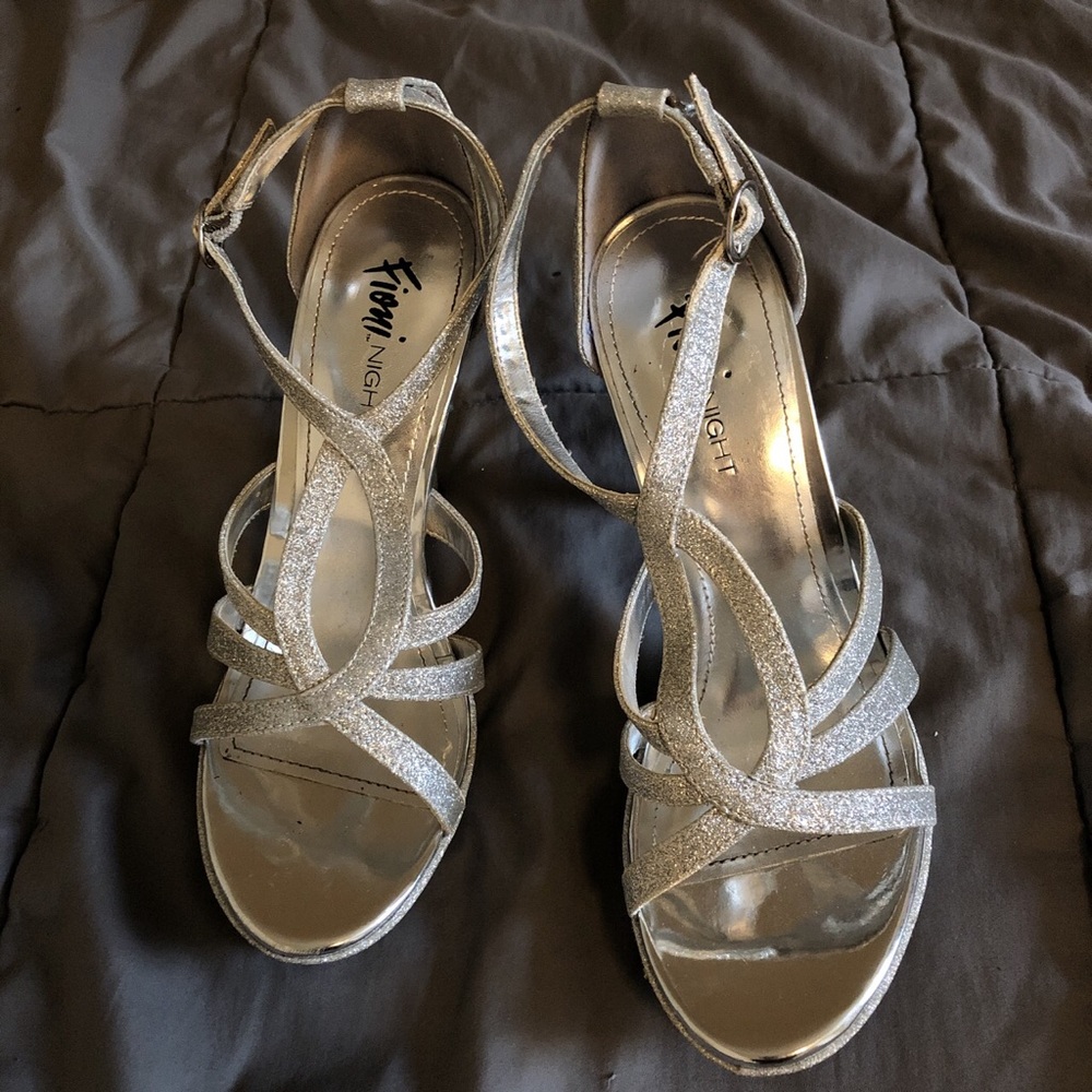 Silver glittery formal heels